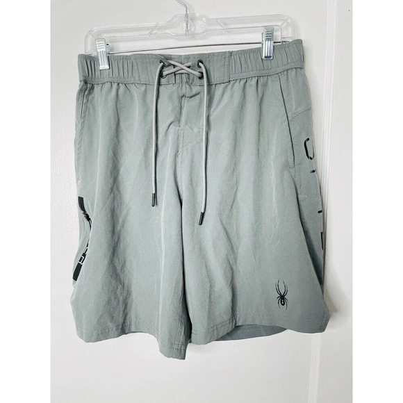 Spyder Quick Dry Swim Board Short Sz S Gray UV Protection Pockets 9" Seam Logo - Picture 1 of 15